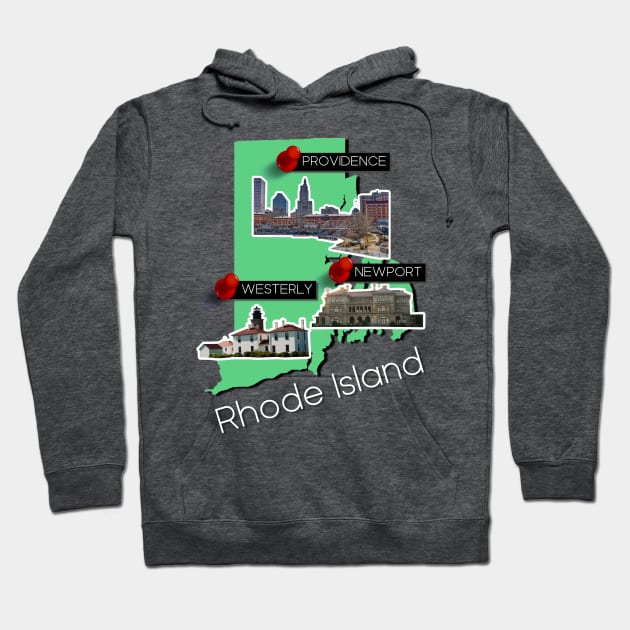 Rhode Island Map Hoodie by Laybov